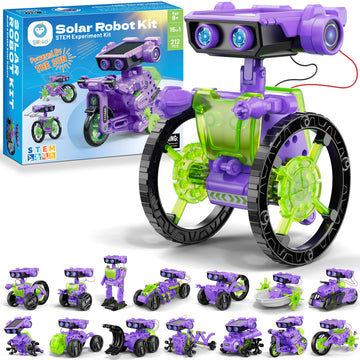 Sillbird Solar Building Robot Kit Stem Gift For Boys Aged 8-12, Diy 15-In-1 Science Educational Toys For Kids Birthday, Solar Or
