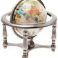 Unique Art 10-Inch Tall Pearl Swirl Ocean Gemstone World Globe With 4 Leg Silver Stand,White