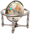 Unique Art 10-Inch Tall Pearl Swirl Ocean Gemstone World Globe With 4 Leg Silver Stand,White