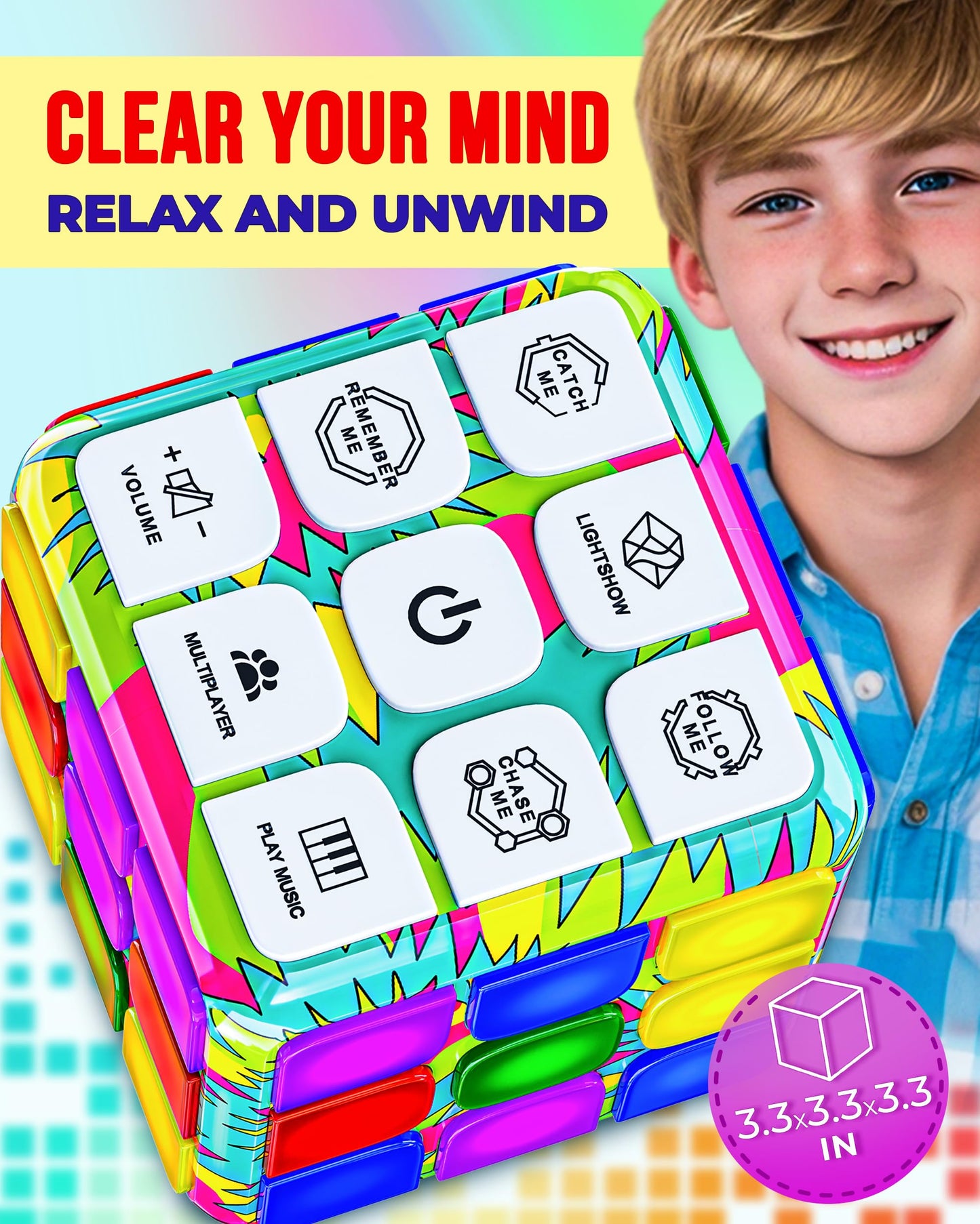Skywin Puzzle Cube Game (Green/Pink) - Flashing Cube Handheld Electronic Games Stem Toy - Fun Memory Games & Brain Games For Adu