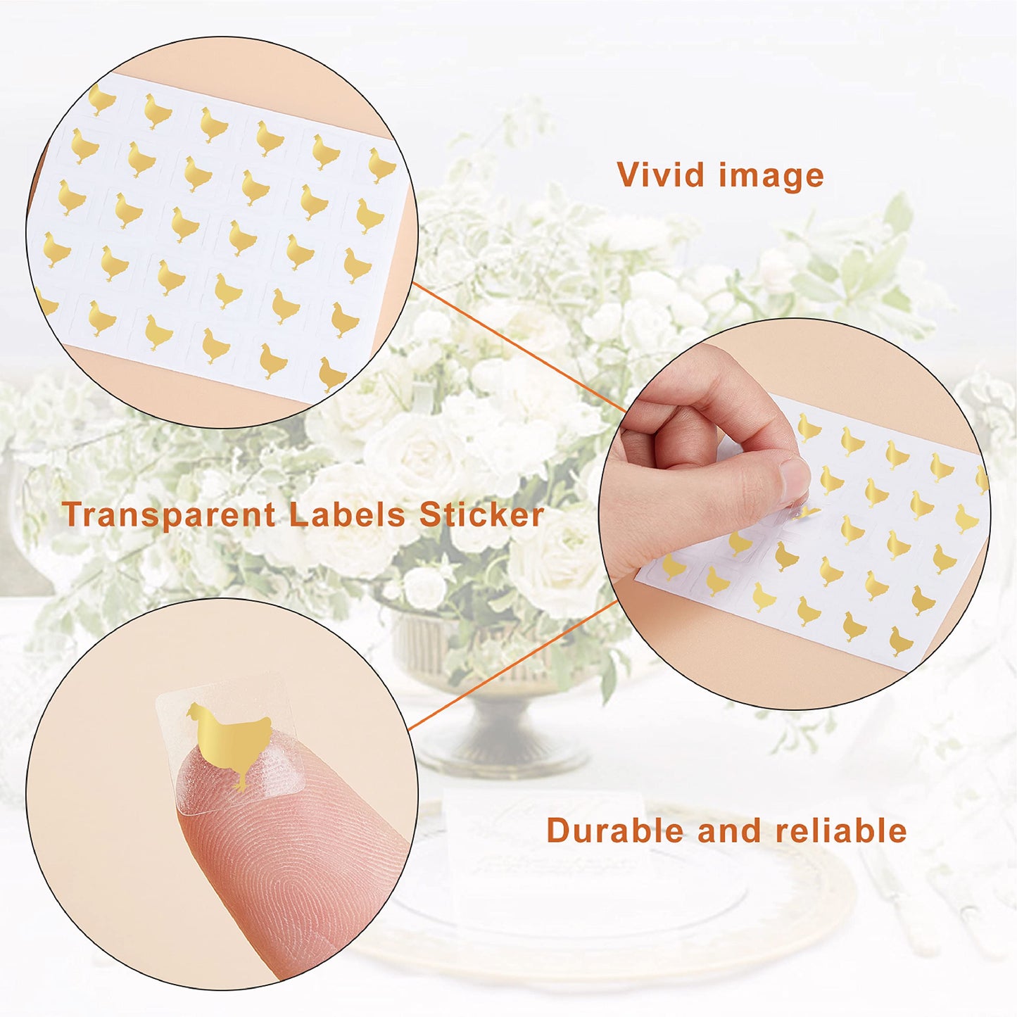 Olycraft 1200Pcs 4 Styles Gold Meal Stickers 1 Inch Food Choice Sticker Cow/Chicken/Fish/Carrot Wedding Meal Indicator Stickers