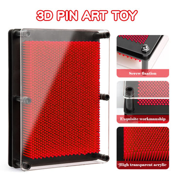 ENJSD 3D Pin Art Toy, Medium Plastic Sensory Toy for Kids, Red, Model PA-01, Ideal for Ages 3-10, Birthday Gift Fidget Toy