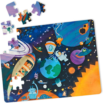 The Curious Bees - Seek & Spot Puzzle & Game - Space Jigsaw Puzzle | 60 Pieces + 10 Seek Cards | Gifts For Boys And Girls Ages 4