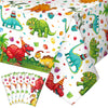 Tegeme 5 Pcs Dinosaur Plastic Tablecloth Dinosaur Party Table Cover 54 x 108 Inch Disposable Waterproof Dino Print Table Cloth f