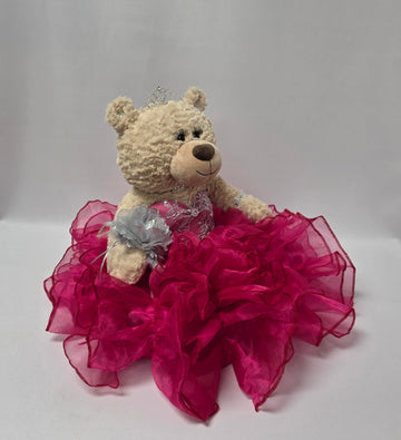KINNEX COLLECTIONS SINCE 1997 20 Quince Anos Quinceanera Last Doll Teddy Bear with Dress (Centerpiece) ~ ARC16832-9R (Fushia)