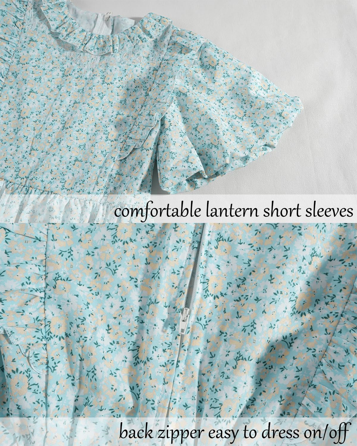 Ltakk Pioneer Dress Girls Colonial Costume Prairie Pilgrim Girl Dresses With Pinafore, Egg Blue, Medium, Age Over 4 Years Old