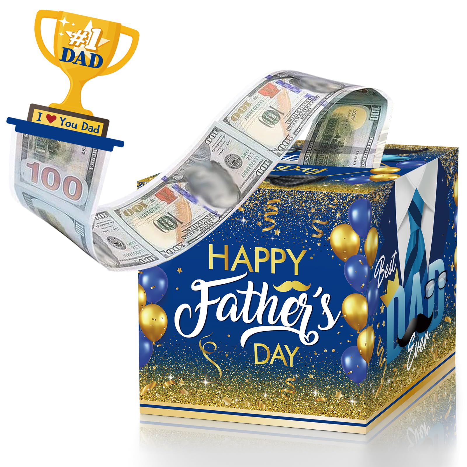 Fathers Day Money Box for Cash Gift Pull, Money Pull Box Gift Best Dad Ever Surprise, Funny Fathers Day Money Pull Box, Happy Fa