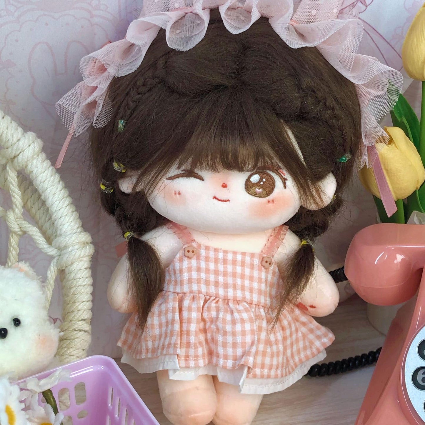Calembou Plush Doll, 20Cm Cute Cotton Doll With Skeleton, Anime Plushies Soft Stuffed Dress Up Doll, Kawaii Plush Toys Rag Dolls With Doll Clothes Birthday Gift For Girls (Doll&Clothes-Winkii)