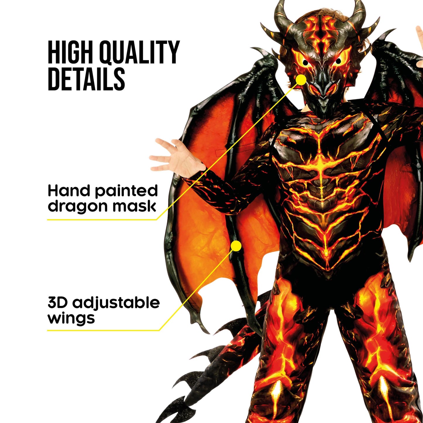Morph Dragon Jumpsuit Lava Boys Costume M