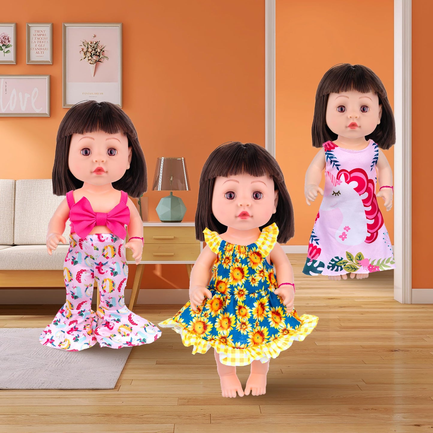 Ecorelf 10Pcs Alive Doll Baby Doll Clothes And Accessories - Including Dresses,T-Shirts,Pants,Jumpsuit,Bell-Bottomed Pants For K