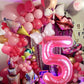 Kwuz 40 Inch Pink Number 5 Balloon with Mini Bow Balloon for Girls 5th Birthday Decorations, Pink Girl Princess Western Cowgirl