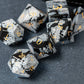 UDIXI Gemstone Dice Set DND, 7PCS Natural Snowflake Stone D&D Dice Set with Leather Gift Case for Dungeons and Dragons Table Gam