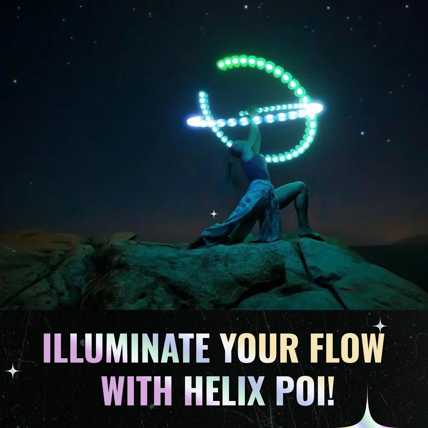 UltraPoi HelixPoi Set - LED Visual Poi with 70+ Color Modes - Spinning Light LED Poi w/LED Glowstick Handles  Soft Cases & Adjustable Leashes - Ideal Flow Arts for Music Festivals  Parties  & Raves