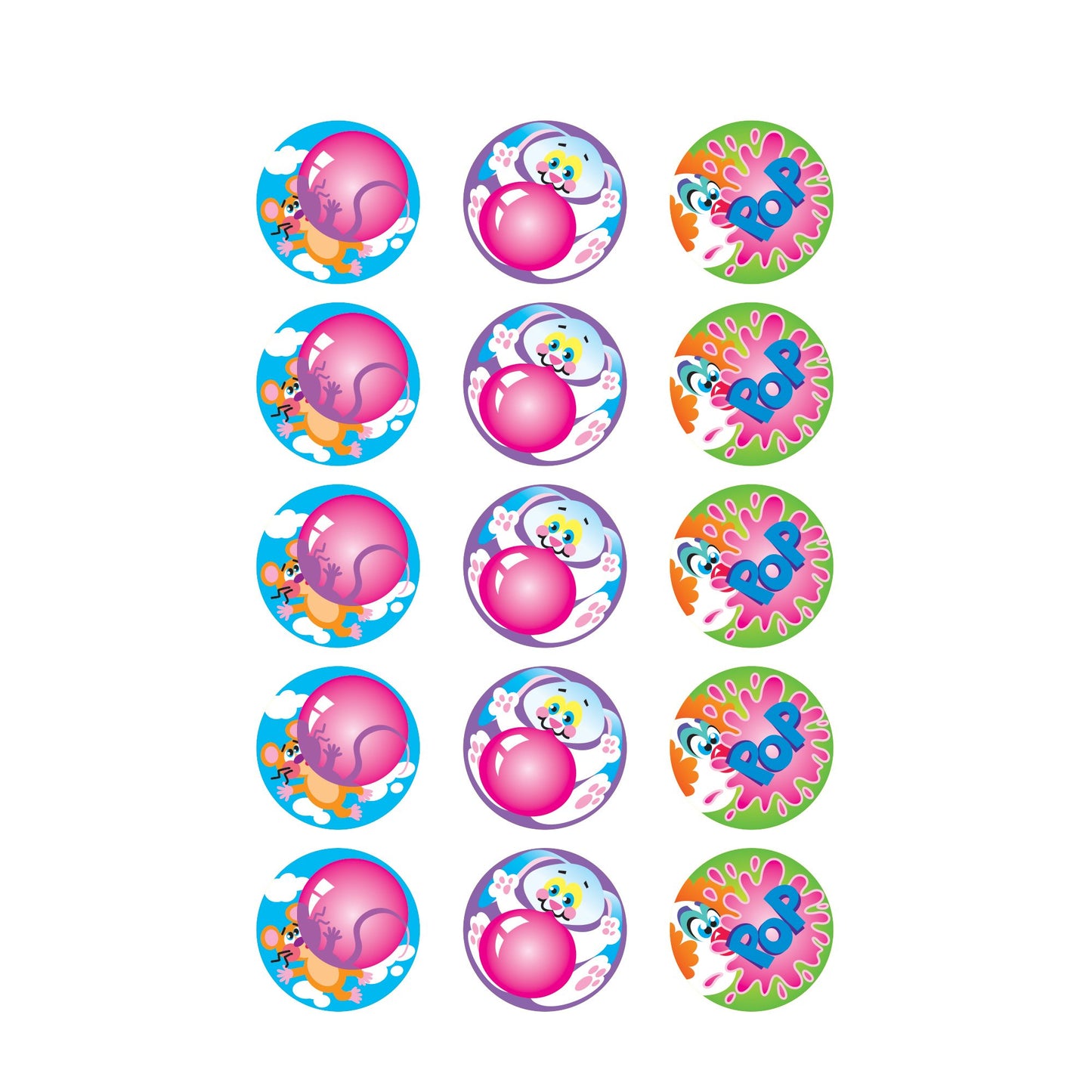 Blowing Bubbles, Bubblegum scent Scratch n Sniff Stinky Stickers - Large Round
