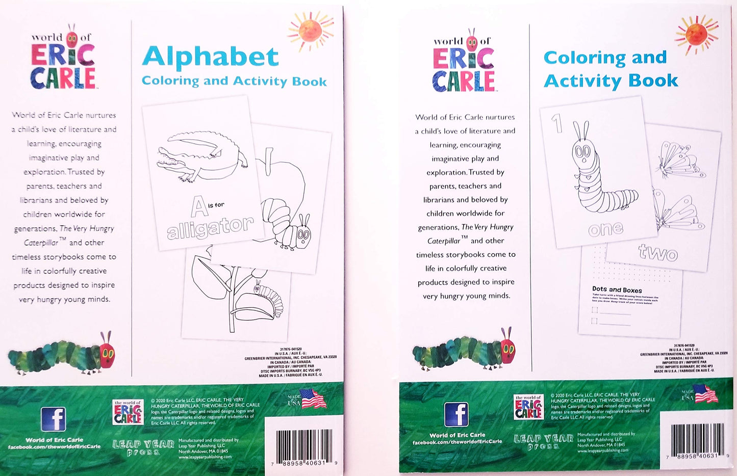 Best Bargins World of ERIC Carle Numbers & Alphabet Coloring Activity Books Set Bundle