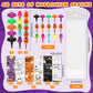 MotiMind 48 Set Halloween Crayons Party Favors Bat Pumpkin Ghost Stackable Crayons with Drawable Cards Kids Halloween Party Gift