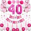 Sweet 40Th Birthday Decorations For Women, Pink And White 40 Happy Birthday Balloons, 40Th Birthday Party Supplies Including Pin