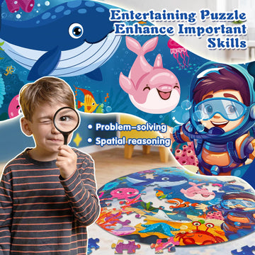 Talgic Puzzles For Kids Ages 4-6, Large 70 Piece Round Ocean Floor Puzzles For Kids Ages 3-5, Kids Puzzles 4-6 With Colorful Und