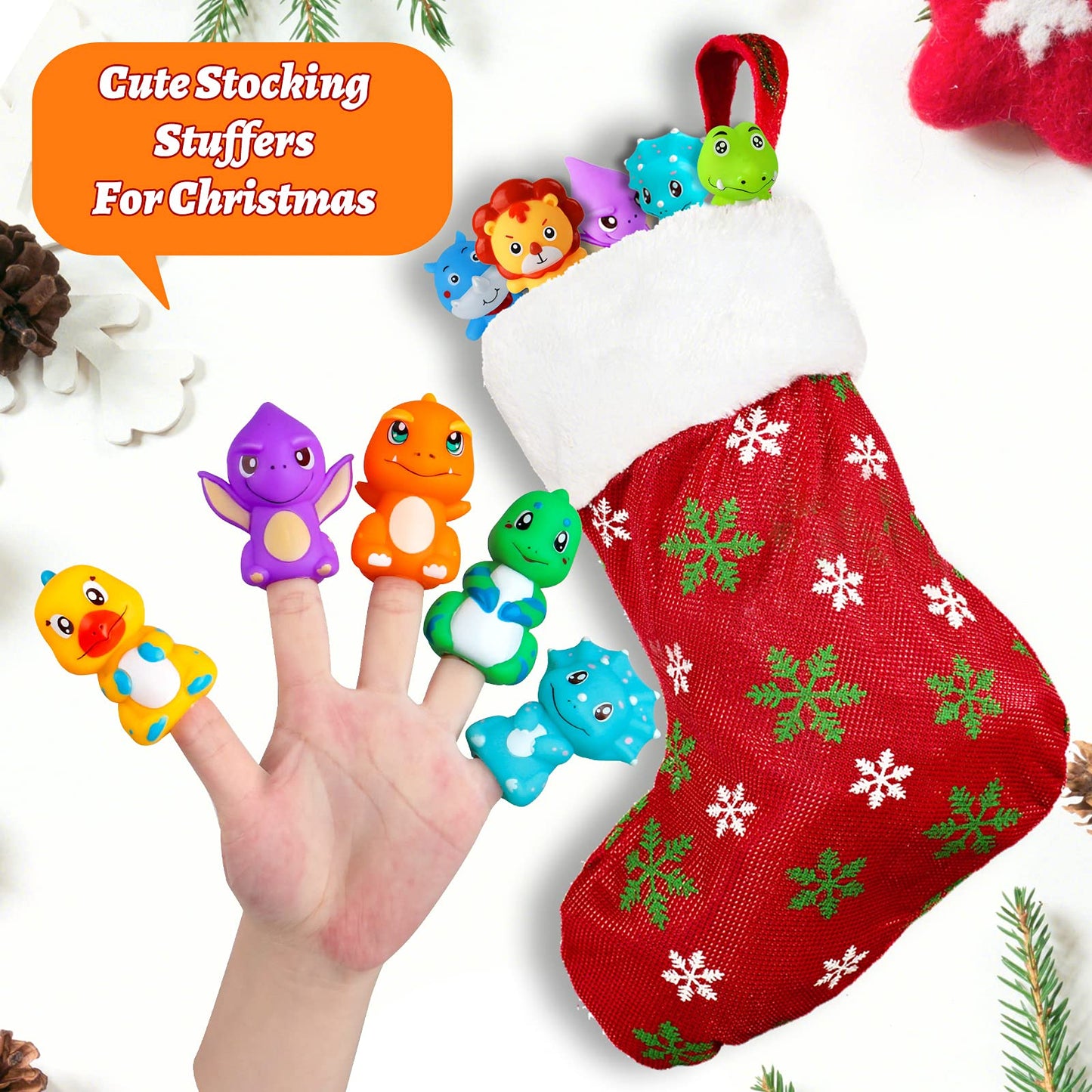 Vanmor Rubber Animal Bath Finger Puppets For Toddlers, Finger Puppets For Kids Easter Basket Stuffers Egg Fillers, Silicone Fing