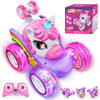 Innofans Unicorn Remote Control Car for Girls, 360 Rotating 4WD Stunt RC Cars with Cute Cool LED Lights, Rechargeable Car Toys B