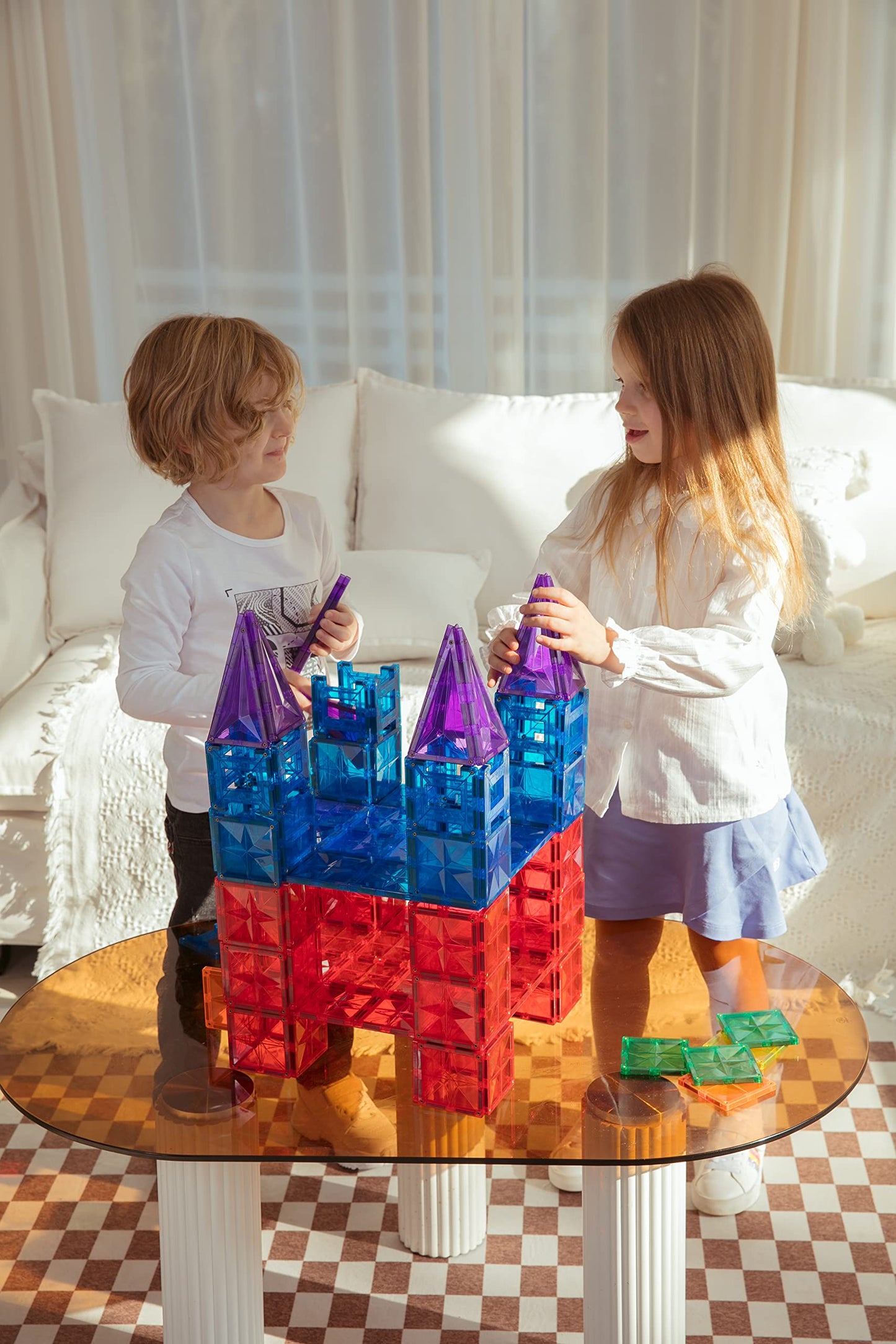 Megagontiles 162Pcs Premium Magnetic Tiles,Magnet Tiles,Stem Authenticated,Mega Magnet Tiles Set,Magnetic Blocks,Magnetic Toys,Magnetic Building Blocks,Magnetic Tile Toy,Boys Girls Age 3 4 5 6 7 8