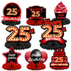 Happy 25Th Birthday Red And Black Table Honeycomb Centerpieces Balloons Theme Decor Table Decorations Table Toppers For Girls Women Princess 25 Years Old Birthday Party Bday Supplies Background Gold