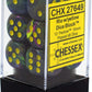 Chessex Dice d6 Sets: Festive Rio Marble Swirl with Yellow Pips - 16mm Six Sided Die (12) Block of Dice