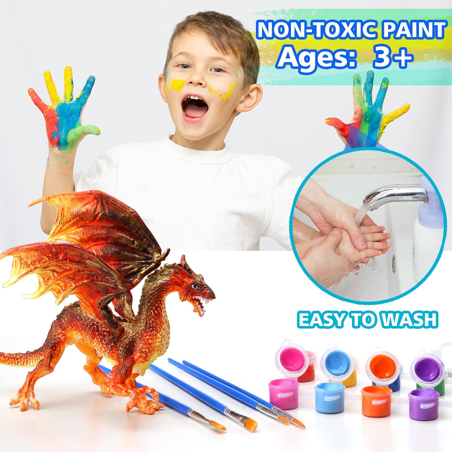 Solday Painting Dragon Toys Kits For Kids Arts And Crafts Ages 3 6 5 7 9 12 Boys Girls To Make Your Own Paintable Figurines Birt