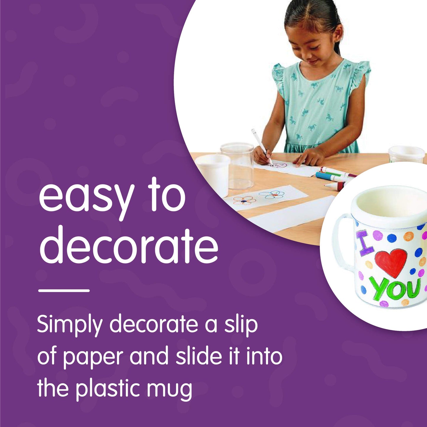 Colorations Design Your Own Mugs, Pack of 12, White Plastic, Ideal Craft Project for Kids, Personalized Keepsake Gift