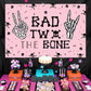 Wonmelody Skeleton Theme Birthday Backdrop Banner, 5x3ft Polyester, Pink & Black, 2nd Birthday Decorations, Model CA-F-PA-11519
