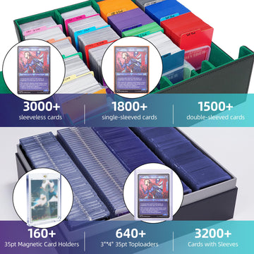 Afiing Mtg Deck Box 6000+, Trading Card Storage With 24 Dividers & 8 Card Supports, Diy Toploader Storage Box,Card Deck Box For