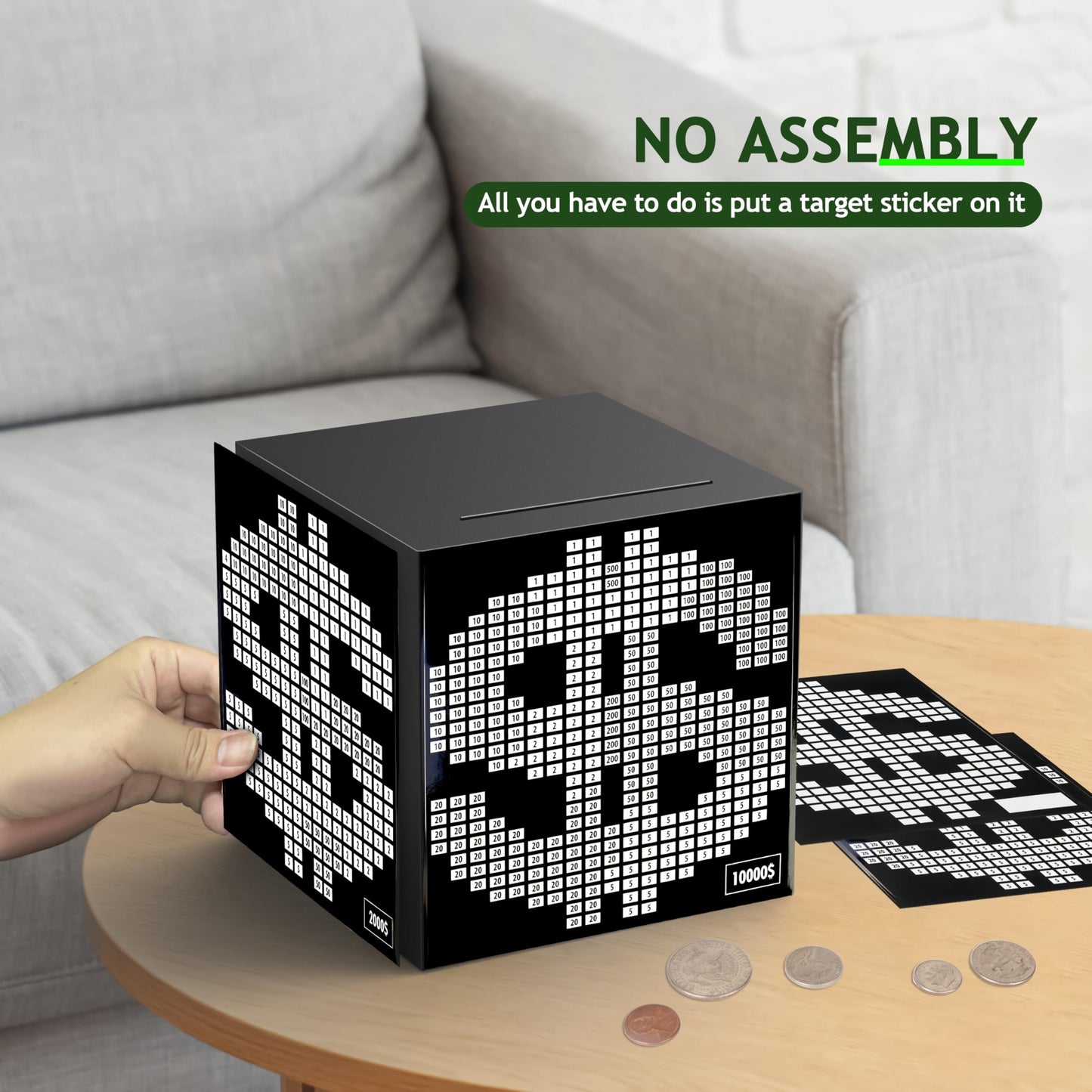 Primo Lines Piggy Bank For Adults,10K Savings Challenge Box, 5.91Inch Money Saving Box 10,000 With Counter For Savings Goal $300