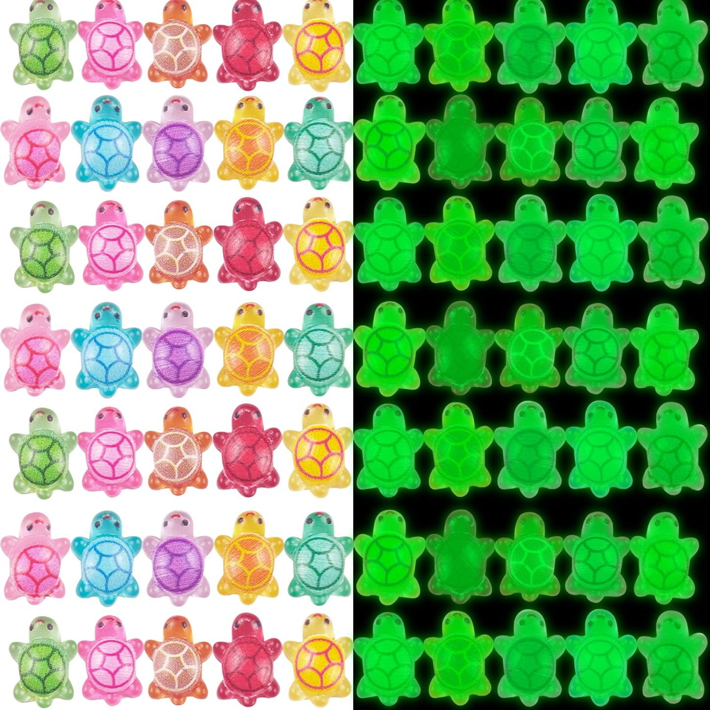 100 Pieces Tiny Turtles for Crafts Luminous Mini Resin Turtles Dollhouse Miniatures Mini Animals for Fairy Garden Micro Landscap