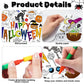 Giant Halloween Coloring Poster With 6 Stacking Crayons, Bat Ghost Party Favor Set Jumbo Paper Coloring Banner Large Art Crafts