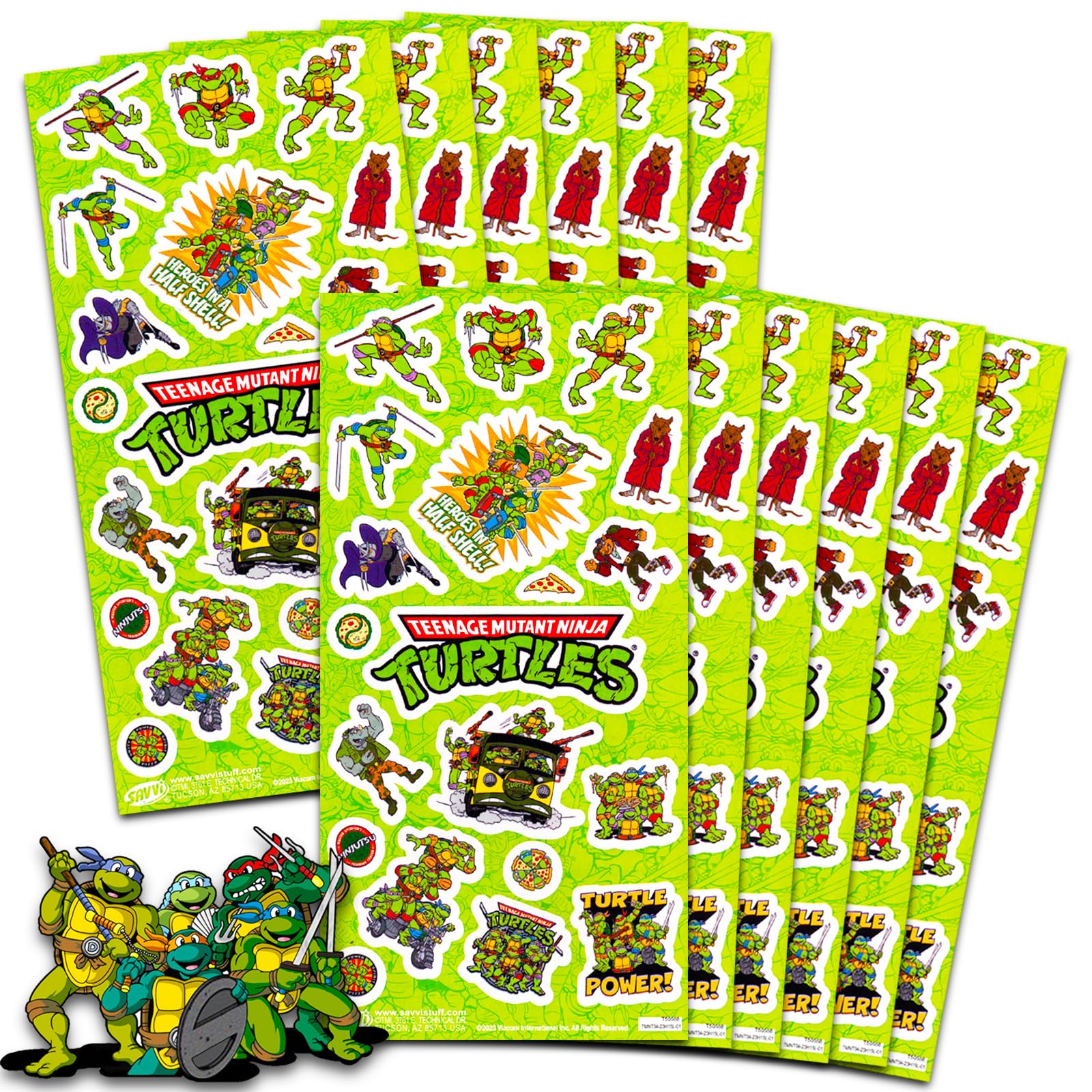 TMNT Party Favors for Boys & Girls Bundle ~ 12 Pack TMNT Sticker Sheets for Kids Birthday Party Goodie Bags | TMNT Party Supplie