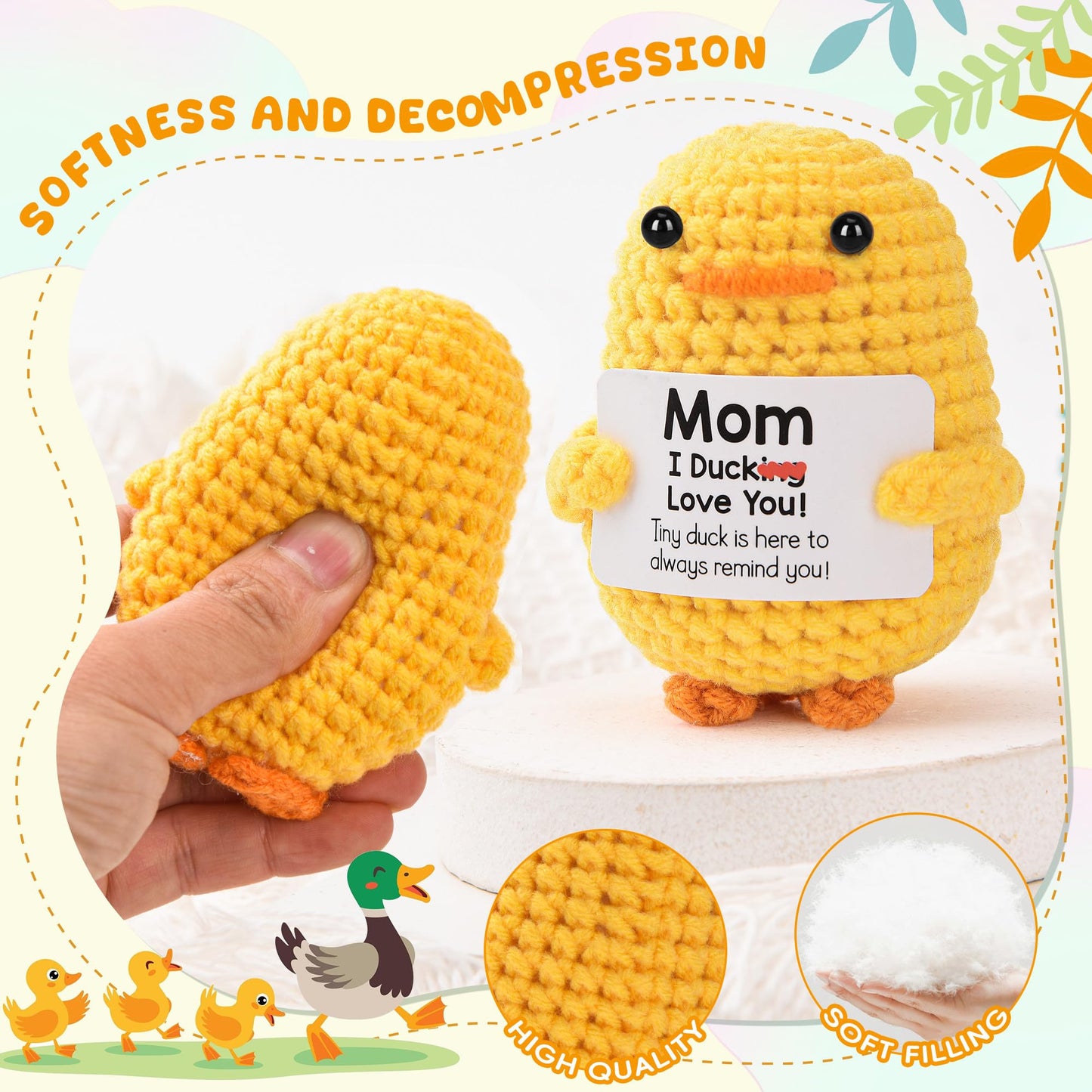 JsqFogey Mini Flamingo Positive Crochet Animals Birthday Gifts (Mom)