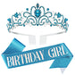 Birthday Tiara For Women, Blue Birthday Crowns, Birthday Girl Crown, Birthday Girl Sash And Tiara With Rhinestone, Birthday Quee