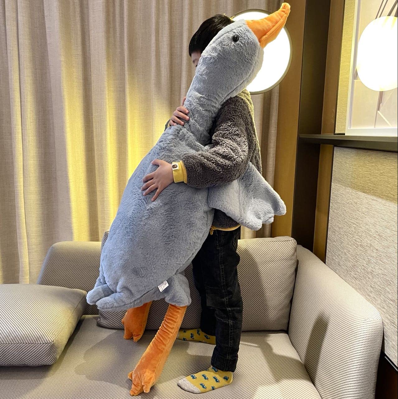 Tanha Goose Plush, Soft Large Goose Stuffed Animal, Cute Stuffed Goose, Grey Duck Plush Gift For Girlfriend, Kids Or Best Friend(51Inch, 130Cm)