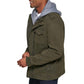 Levi's Men's Washed Hooded Military Jacket, X-Large, Olive Cotton, Model LM4RC364