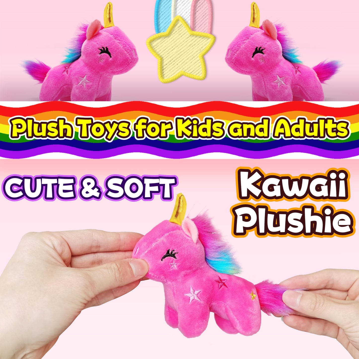 Pink Unicorn Stuffed Animals For Girls And Boys, Cute Unicorn Plush Toys Keychain, Soft And Fun Mini Plush Toy, Small Stuffed An