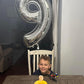 Silver 9 Balloon, Number Balloons 40 Inch, 9Th Giant Birthday Decorations For Boys Girls,19Th 29Th Silver Party Decorations Supp