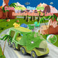 Veslier Dinosaur Transport Carrier Truck with 4 Pull Back Dino Cars, Assorted Colors, Ideal Christmas/Birthday Gift for Kids 18M+