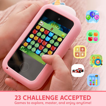 SYNCFUN Kids Smart Phone, Unicorn Christmas Birthday Gift for Girls Age 3 4 5 6 7 8 Year Old, Toddler Phone Toys with Dual Camer