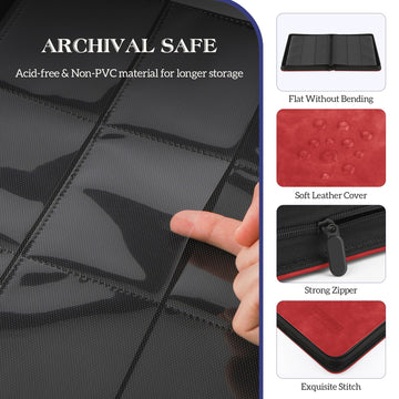 Trading Card Binder, 9 Side Loading Pocket Card Album Hold Up To 540 Cards, Zipper Binder For Cards Collection, Tcg Card Holder