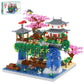 Samyblocks 3600Pcs Micro Mini Blocks Peach Blossom Pond Bonsai Tree Kit,Traditional Architecture Building Blocks,Exquisite Cherr