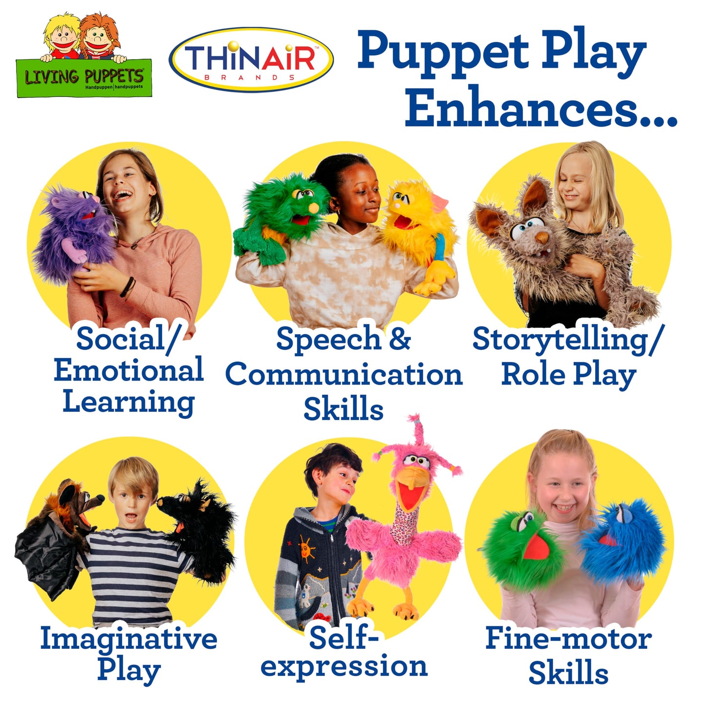 Living Puppets 14-Inch Friendly Monster Hand Puppet - Fine European Design, Ultra-Soft And Cuddly, Promotes Child Development, S