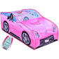 Barbie Convertible Pop Up Tent - Pink Princess Playhouse Car Toy with Sounds & Key Fob, Indoor and Outdoor Play