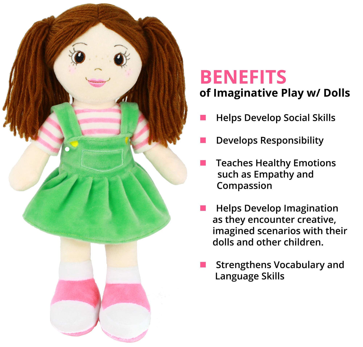 Playtime By Eimmie 14' Soft Baby Doll For Girls (Allie) - Plush Rag Doll For Toddlers & Infants, Washable Stuffed Toy With Sensory Fabric Body - Great For Baby Showers, Birthdays & Special Occasions
