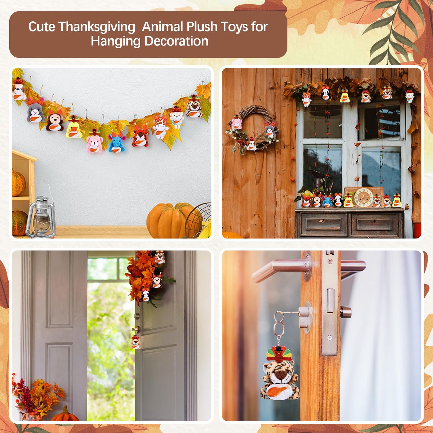 Soulchen 24 Pcs Mini Fall Thanksgiving Stuffed Animal Bulk Small Thanksgiving Day Plush Animals Soft Tiny Autumn Pumpkin Turkey
