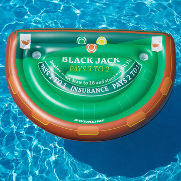 Swimline Inflatable Blackjack Game Table Raft With Waterproof Cards Green/Brown, 60'/40'/12'